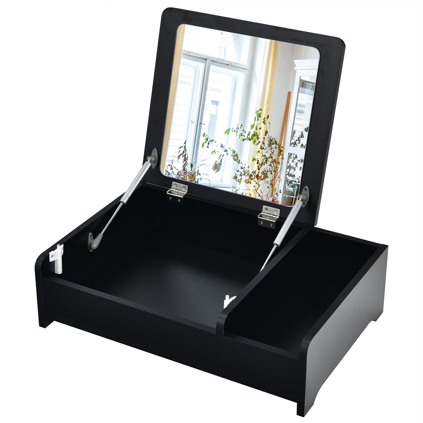 Compact Modern Vanity Dresser with Flip-Top Mirror - Space-Saving Countertop Makeup Table, Laptop Desk & Storage Organizer for Bedroom and Study