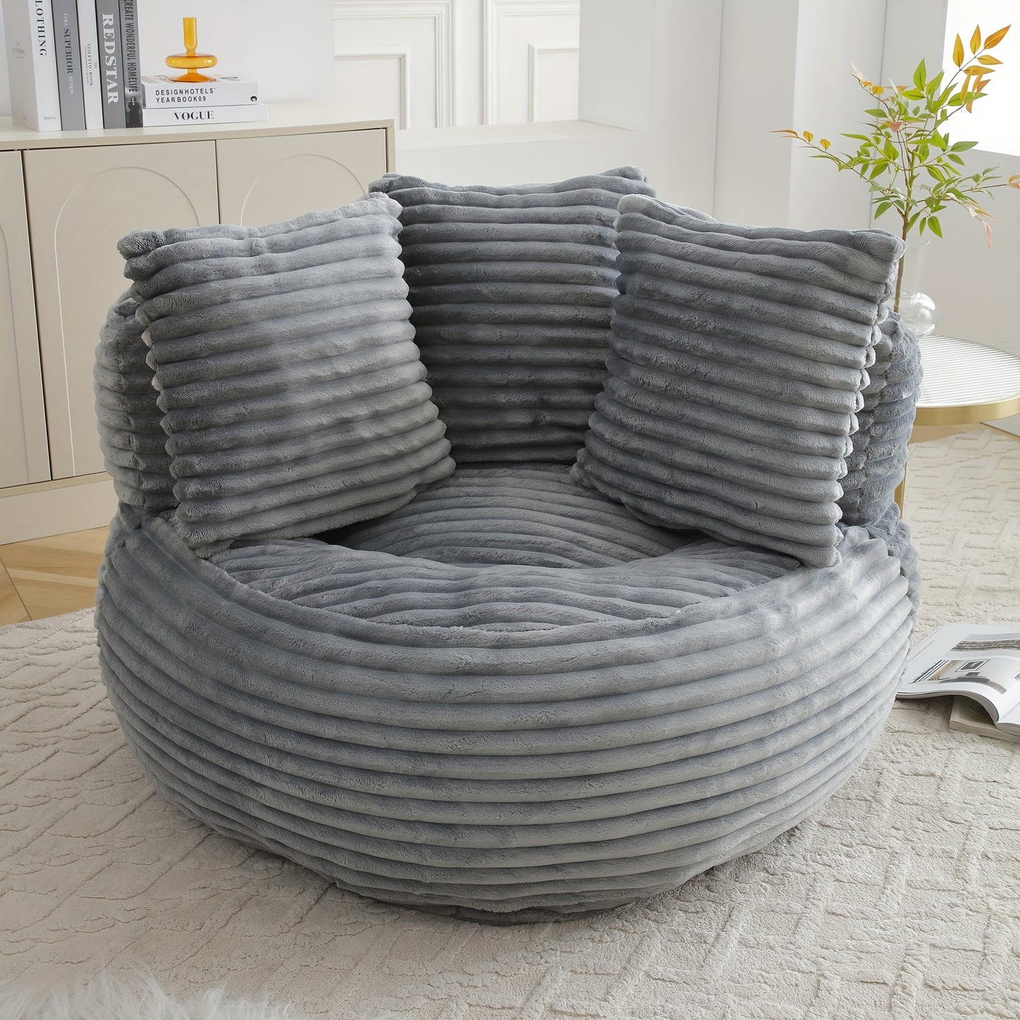 Lazy Sofa, Bean Bag Couch, Corduroy Fabric Large Chair With Filler, Stuffed Big Accent Sofa Lounge Floor Sofa For Gaming, Reading Living Room Bedroom Office