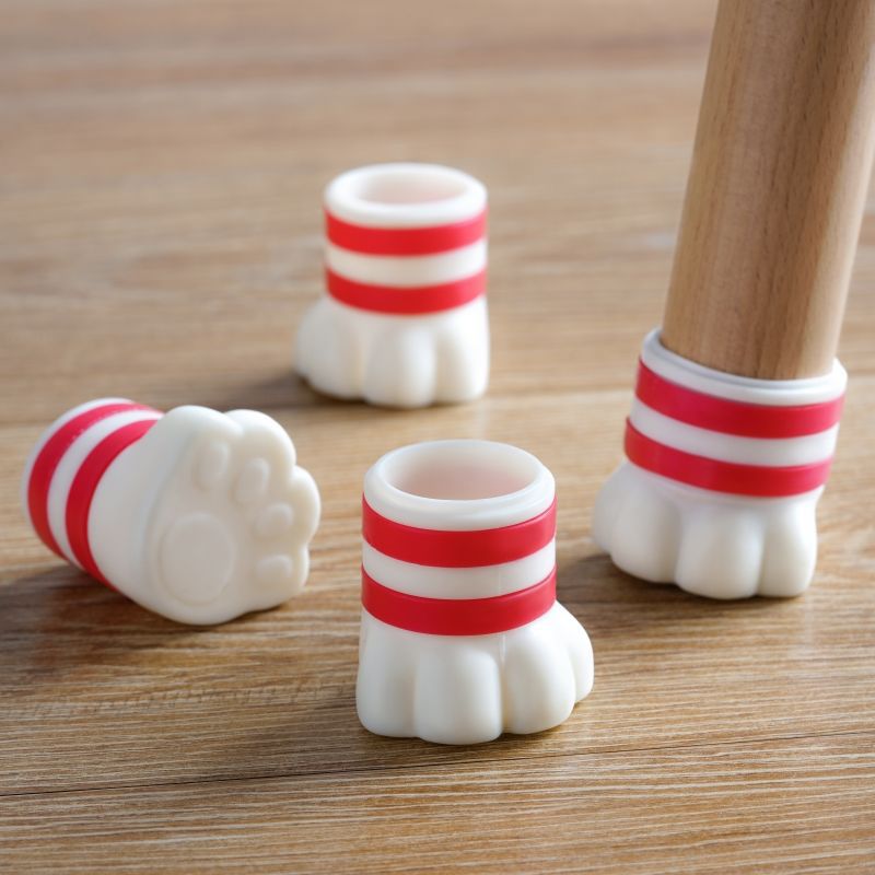 1pc Cute Cat Paw Chair Leg Protectors - Heavy-Duty Plastic & Metal Scratch-Resistant Furniture Pads with Non-Slip Grip, Beige & White Paw Print Design for Floor Protection, Compatible with Tables, Chairs, Sofas - Easy Installation (No Batteries\u002FElect