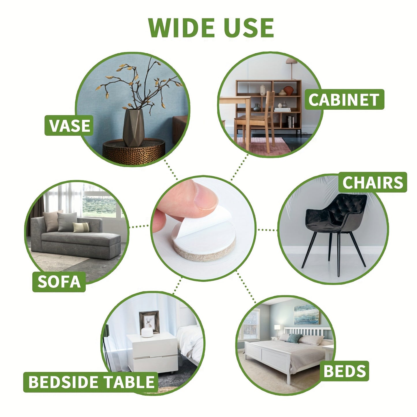 72pcs ZR Furniture Felt Pads Set, Neutral Beige, Various Sizes, Non-Slip, Metal Finish Protector, for Hardwood Floor Protection, Chair Leg Pads, Furniture And Floor