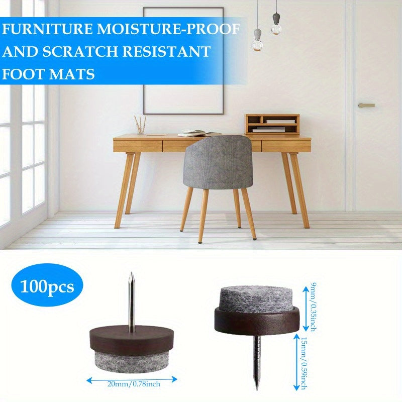 50pcs Felt Chair Leg Gliders with 20mm Metal Slide Nails - Non-Slip Floor Protectors for Wooden Chairs & Tables, Scratch-Proof Pads + Storage Box, Furniture Floor Protection for Hardwood, Tile, Carpet, Chair Leg Floor Protectors