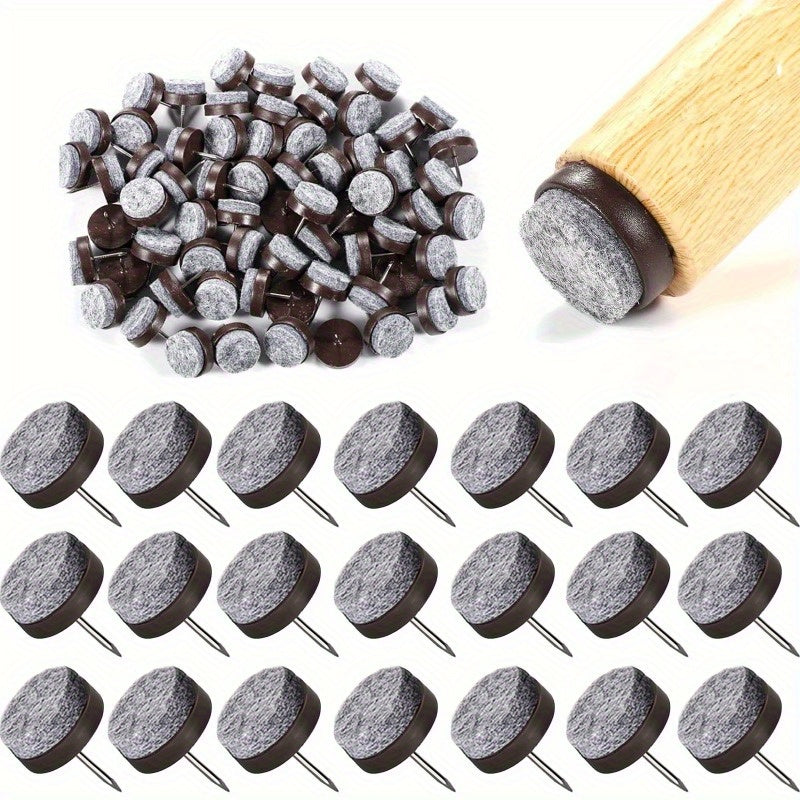 50pcs Felt Chair Leg Gliders with 20mm Metal Slide Nails - Non-Slip Floor Protectors for Wooden Chairs & Tables, Scratch-Proof Pads + Storage Box, Furniture Floor Protection for Hardwood, Tile, Carpet, Chair Leg Floor Protectors