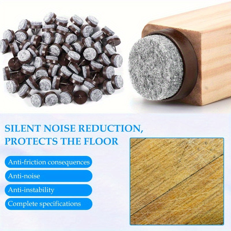 50pcs Felt Chair Leg Gliders with 20mm Metal Slide Nails - Non-Slip Floor Protectors for Wooden Chairs & Tables, Scratch-Proof Pads + Storage Box, Furniture Floor Protection for Hardwood, Tile, Carpet, Chair Leg Floor Protectors