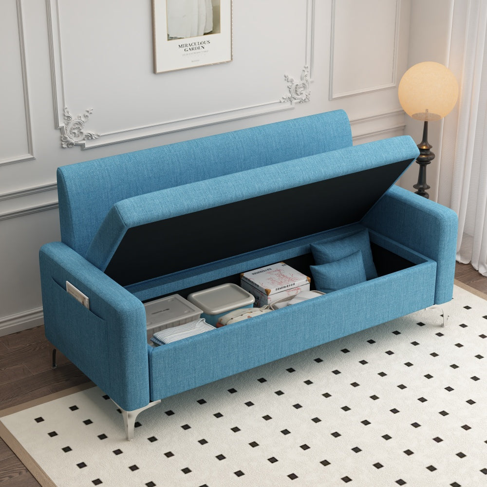 2 Seats Linen Fabric Upholstery With Storage Space Sofa\u002F Easy To Assemble, Multi-functional Storage Comfortable Loveseats Sofa for Living Room, Apartment, Home Office, Studio.