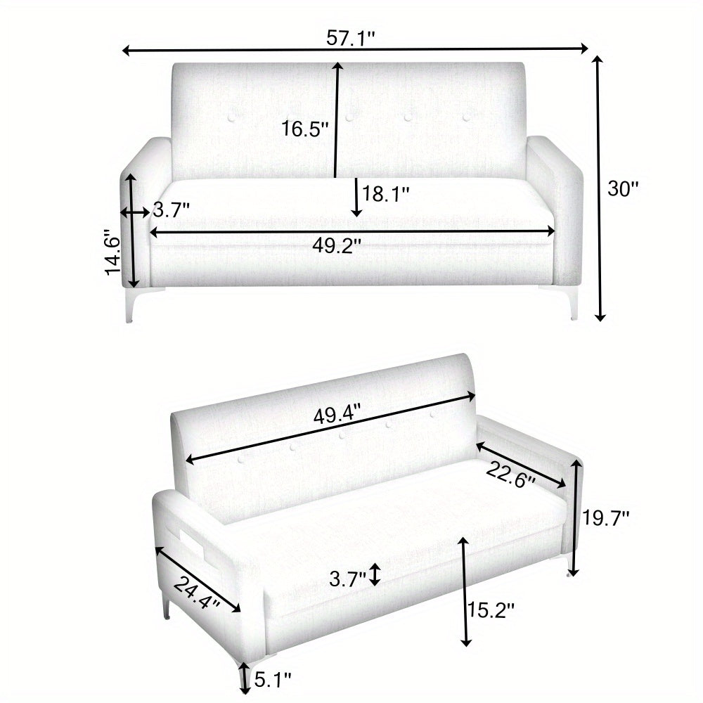 2 Seats Linen Fabric Upholstery With Storage Space Sofa\u002F Easy To Assemble, Multi-functional Storage Comfortable Loveseats Sofa for Living Room, Apartment, Home Office, Studio.