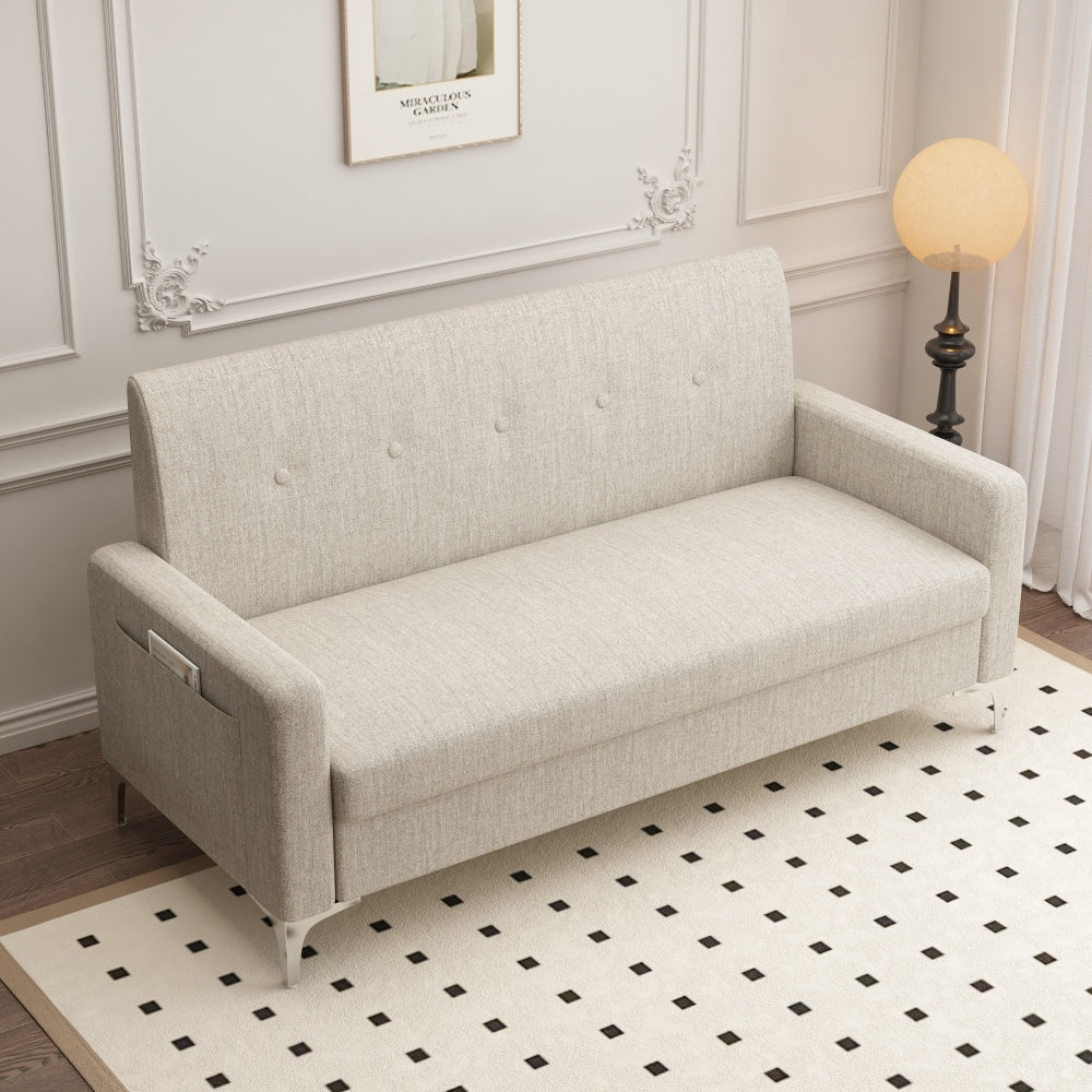 2 Seats Linen Fabric Upholstery With Storage Space Sofa\u002F Easy To Assemble, Multi-functional Storage Comfortable Loveseats Sofa for Living Room, Apartment, Home Office, Studio.