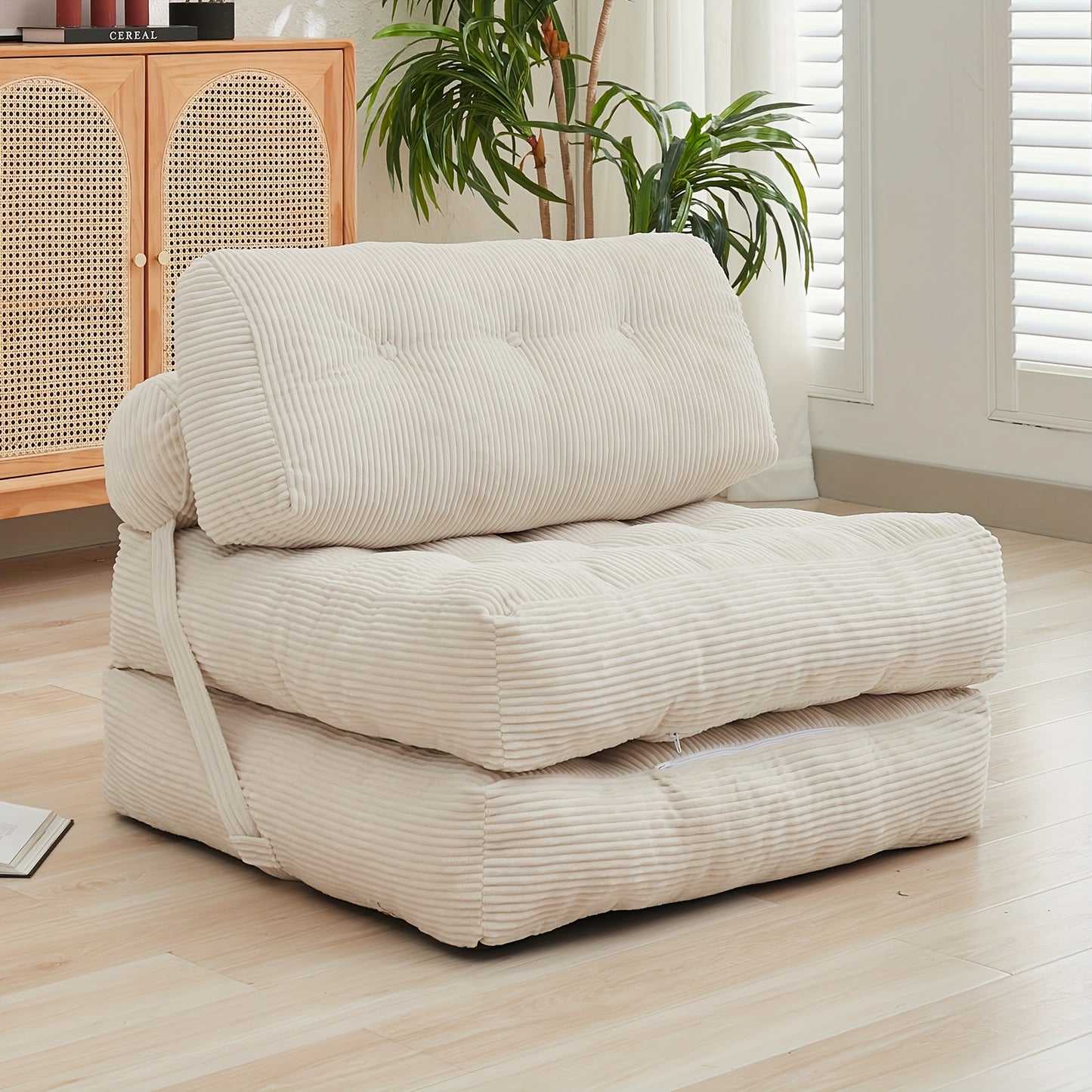 Folding Sofa Bed With Back Support, Convertible Floor Sleeper Sofa Lounge Chair With Pillow Foldable Mattress, Floor Couch For Adults Chair Bed For Living Room Bedroom, No Assembly - Dark Grey