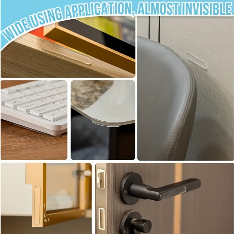 Clear Silicone Furniture Bumpers & Wall Protectors - Adhesive Door Edge Guards, Non-Slip Scratch-Resistant Floor Protectors for Cabinets, Tables, Chairs - Transparent Safety Bumpers for Home & Office Use, Scratch Prevention, Minimalist Design, Durable Pro