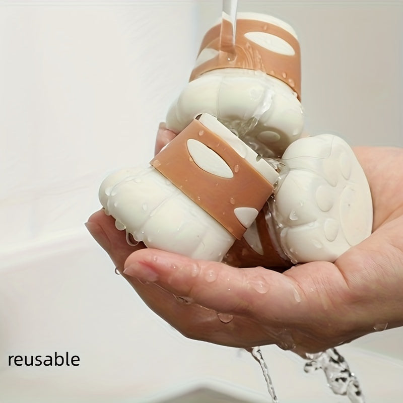 1pc Cute Cat Paw Chair Leg Protectors - Heavy-Duty Plastic & Metal Scratch-Resistant Furniture Pads with Non-Slip Grip, Beige & White Paw Print Design for Floor Protection, Compatible with Tables, Chairs, Sofas - Easy Installation (No Batteries\u002FElect