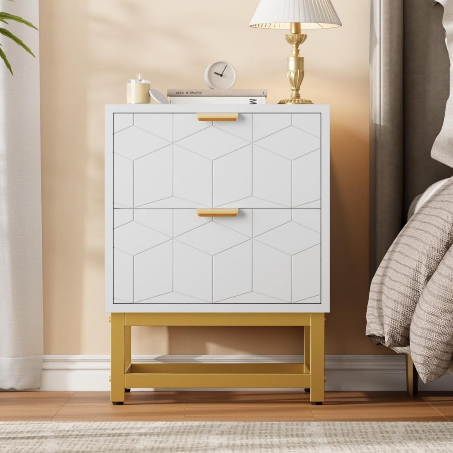GAOMON Modern Dresser GAOMON Modern White 2-Drawer Dresser, Small Dressing Table, Bedroom Nightstand, Side Table for Living Room, Hallway, Entryway