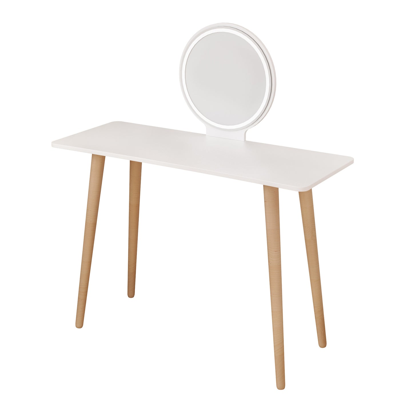 1pc Nordic Style Dressing Table with Large Mirror, Spacious Desktop, Solid Wood Legs, Elegant Bedroom Vanity Furniture
