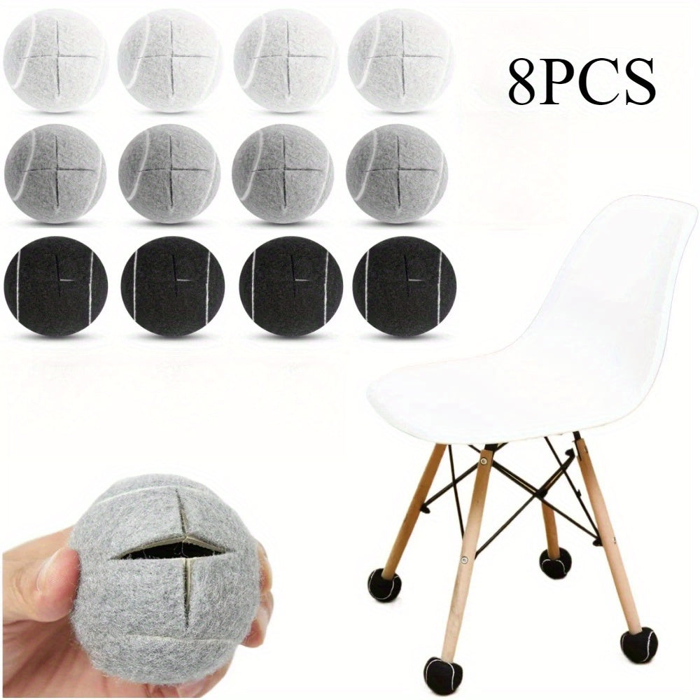 8pcs Tennis Ball Design Chair Leg Covers - Anti-Slip Wear-Resistant Plastic Furniture Leveling Slides, Cross-Cut Grip for Hardwood Floor Protection, Fit for Dining Chairs (Black & Grey), Noise Reduction Pads, Textured Surface, Longlasting Protection, Hous