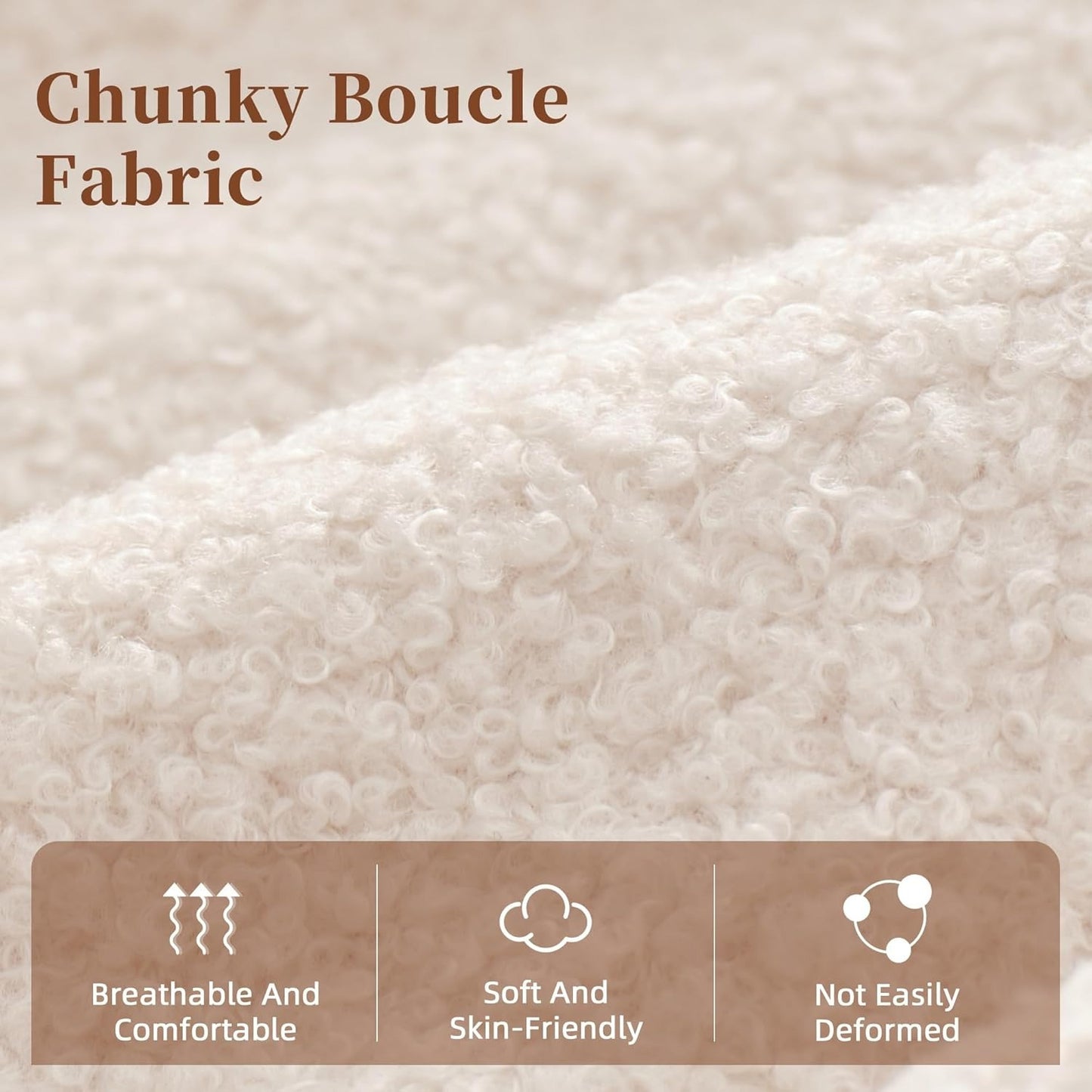 Loveseat Sofa, Boucle Small Sofa For Living Room, Bedroom, Office, Couch For Living Room Button Tufted Upholstered Furniture, Space-Saving, Easy To Install, Chunky Boucle Fabric