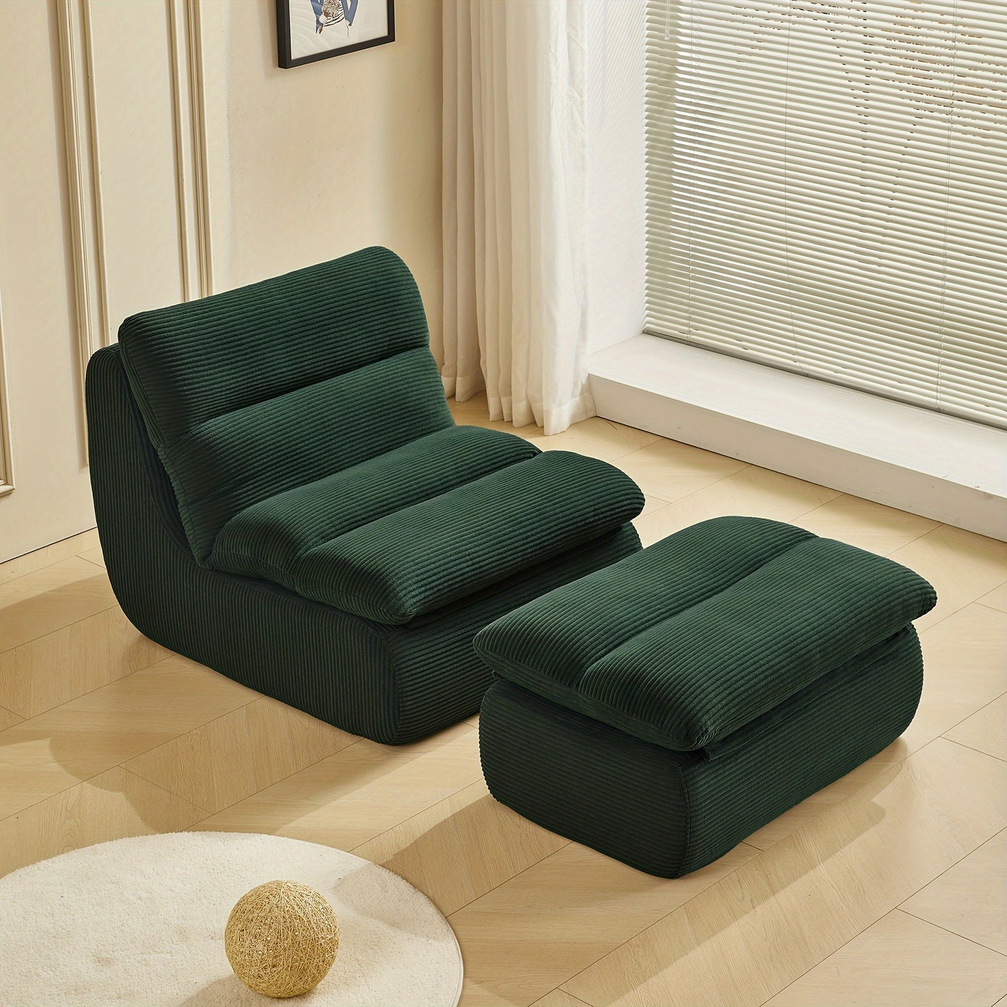 Modern Minimalist Sofa - Easy-Clean Compact Single Couch with Cushions & Footrest, Pastel - Space-Saving Living Room, Apartment, Dorm Furniture - Lightweight Portable Design for Small Spaces, Couch Furniture