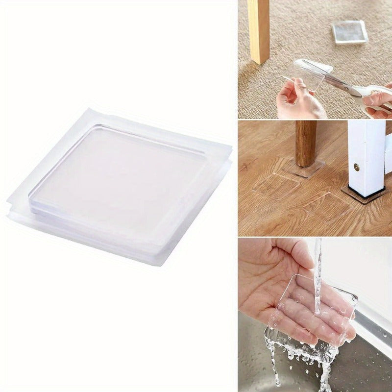 4pcs Heavy-Duty Furniture Pads - Non-Slip, Shock-Absorbing, Heat-Resistant up to 150°C\u002F302°F - Anti-Vibration Floor Protectors for Washing Machines, Sofas, Tables, Appliances - Clear Floor Pads for Hardwood, Tile, Carpet - Easy Installation, Furnitur