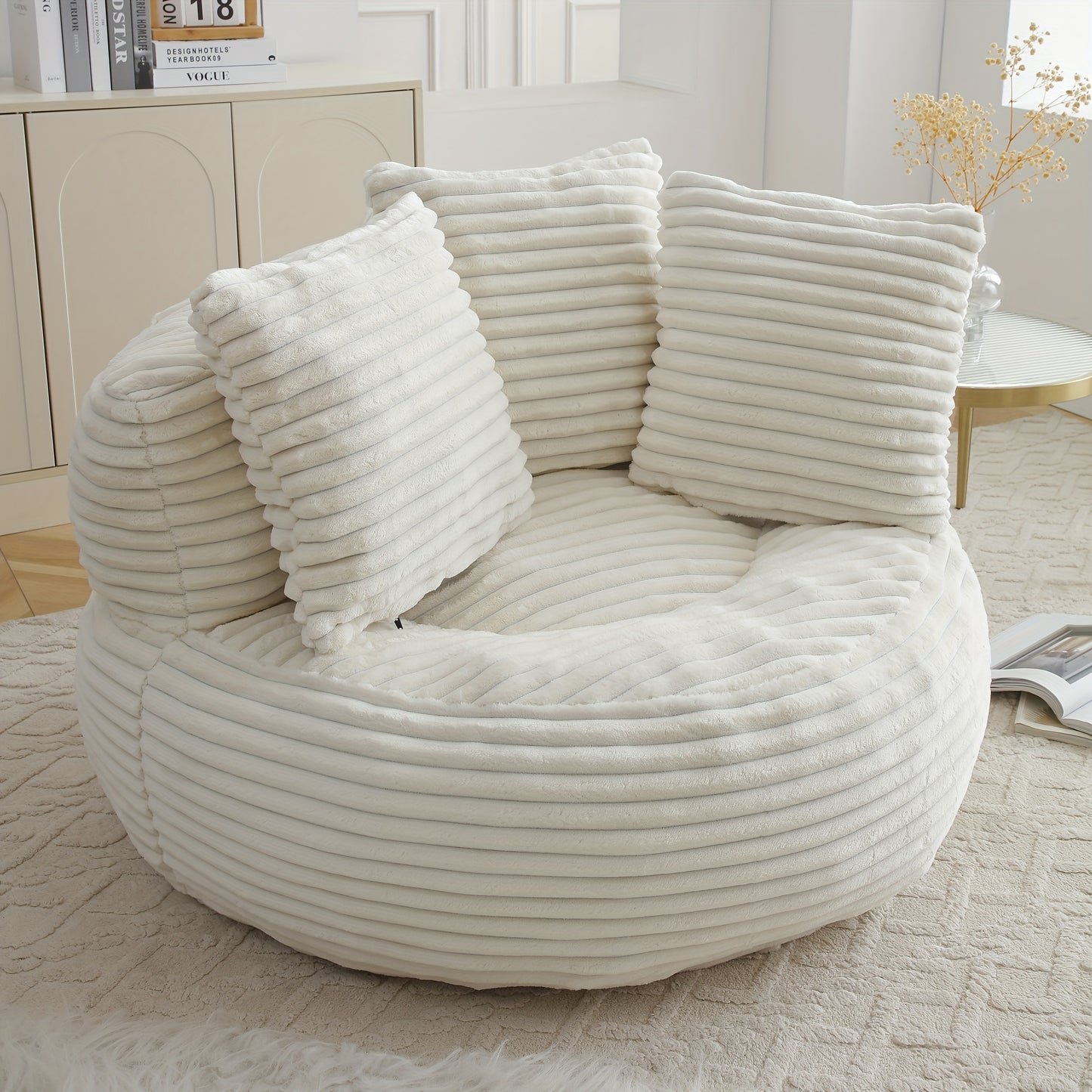 Lazy Sofa, Bean Bag Couch, Corduroy Fabric Large Chair With Filler, Stuffed Big Accent Sofa Lounge Floor Sofa For Gaming, Reading Living Room Bedroom Office