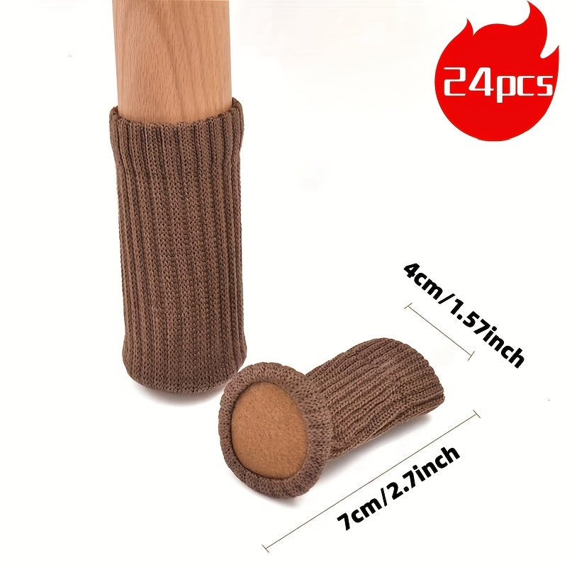 36pcs Fleece Cloth Chair Leg Socks - High Elastic Non Slip Floor Protectors, Knitted Furniture Pads, Fit Diameter, Furniture Caps Set for Table and Chair Legs