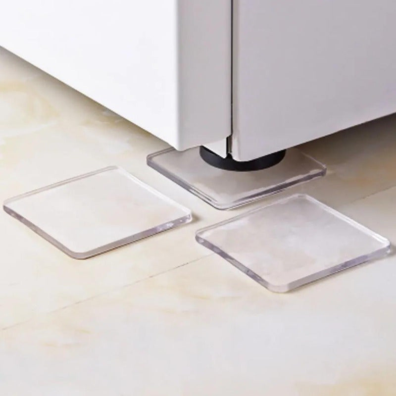 4pcs Heavy-Duty Furniture Pads - Non-Slip, Shock-Absorbing, Heat-Resistant up to 150°C\u002F302°F - Anti-Vibration Floor Protectors for Washing Machines, Sofas, Tables, Appliances - Clear Floor Pads for Hardwood, Tile, Carpet - Easy Installation, Furnitur