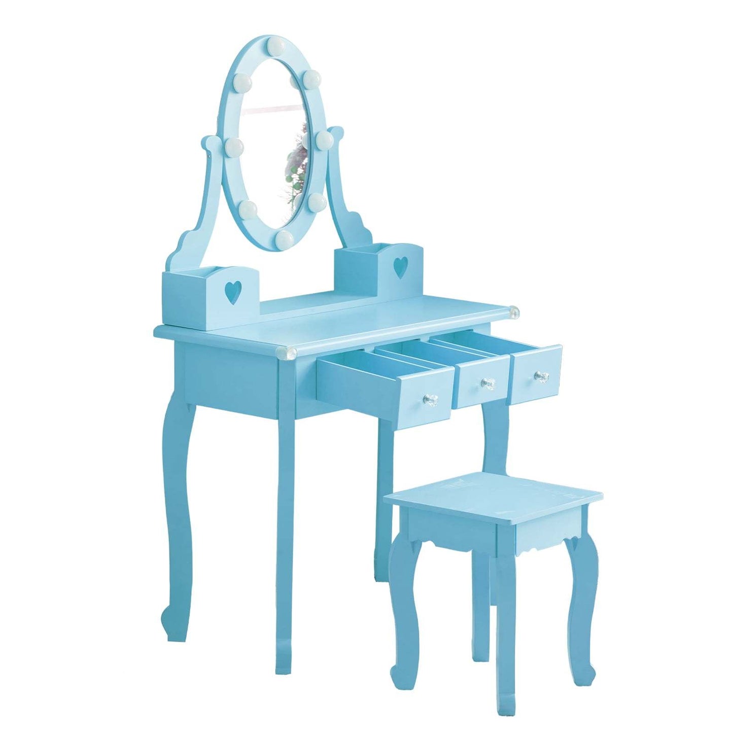 European Style Dressing Table 3 Drawers Dressing Table Set - European Style Density Board with Spray Paint, 2 Storage Tubes - Suitable for Bedroom Living Room Studio