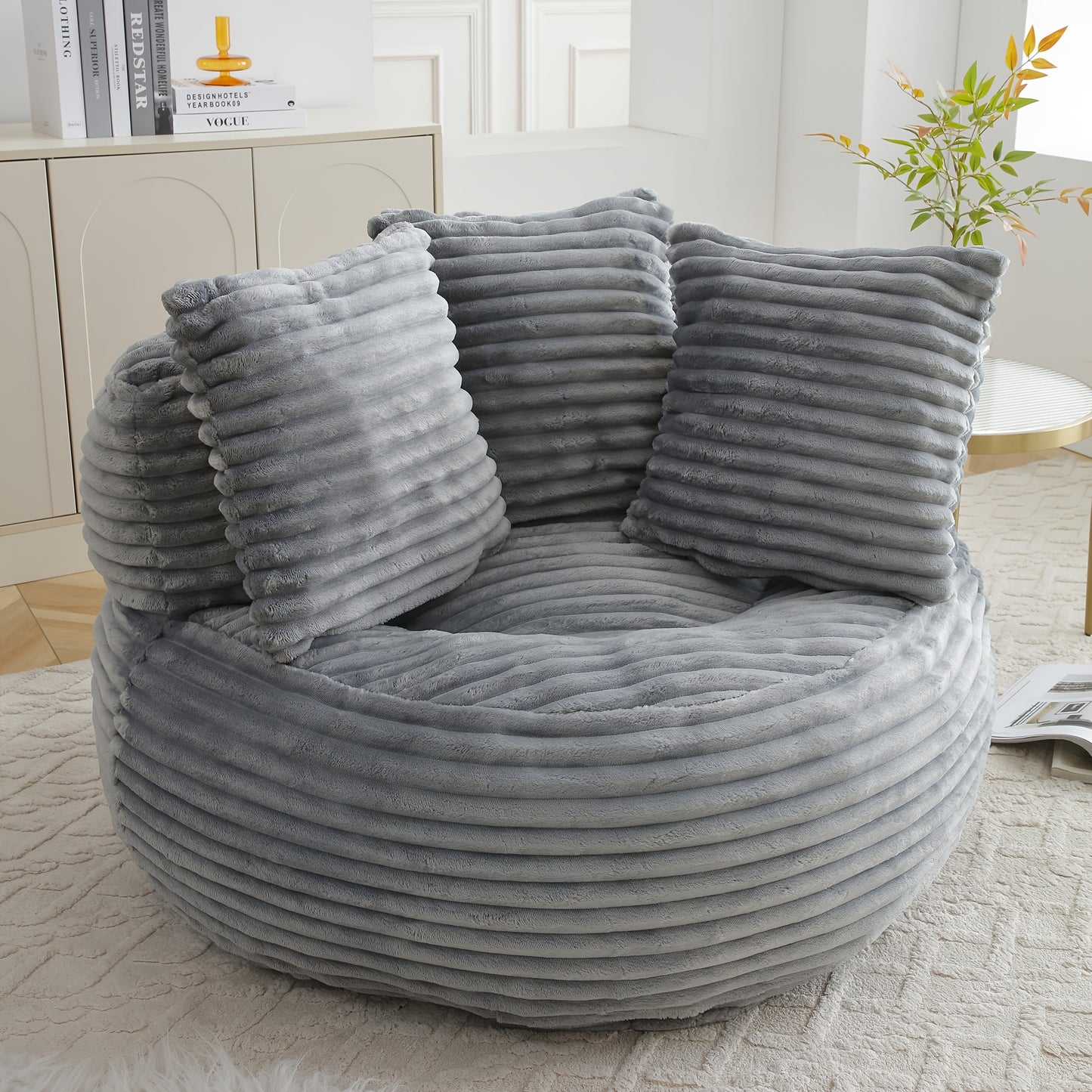 Lazy Sofa, Bean Bag Couch, Corduroy Fabric Large Chair With Filler, Stuffed Big Accent Sofa Lounge Floor Sofa For Gaming, Reading Living Room Bedroom Office