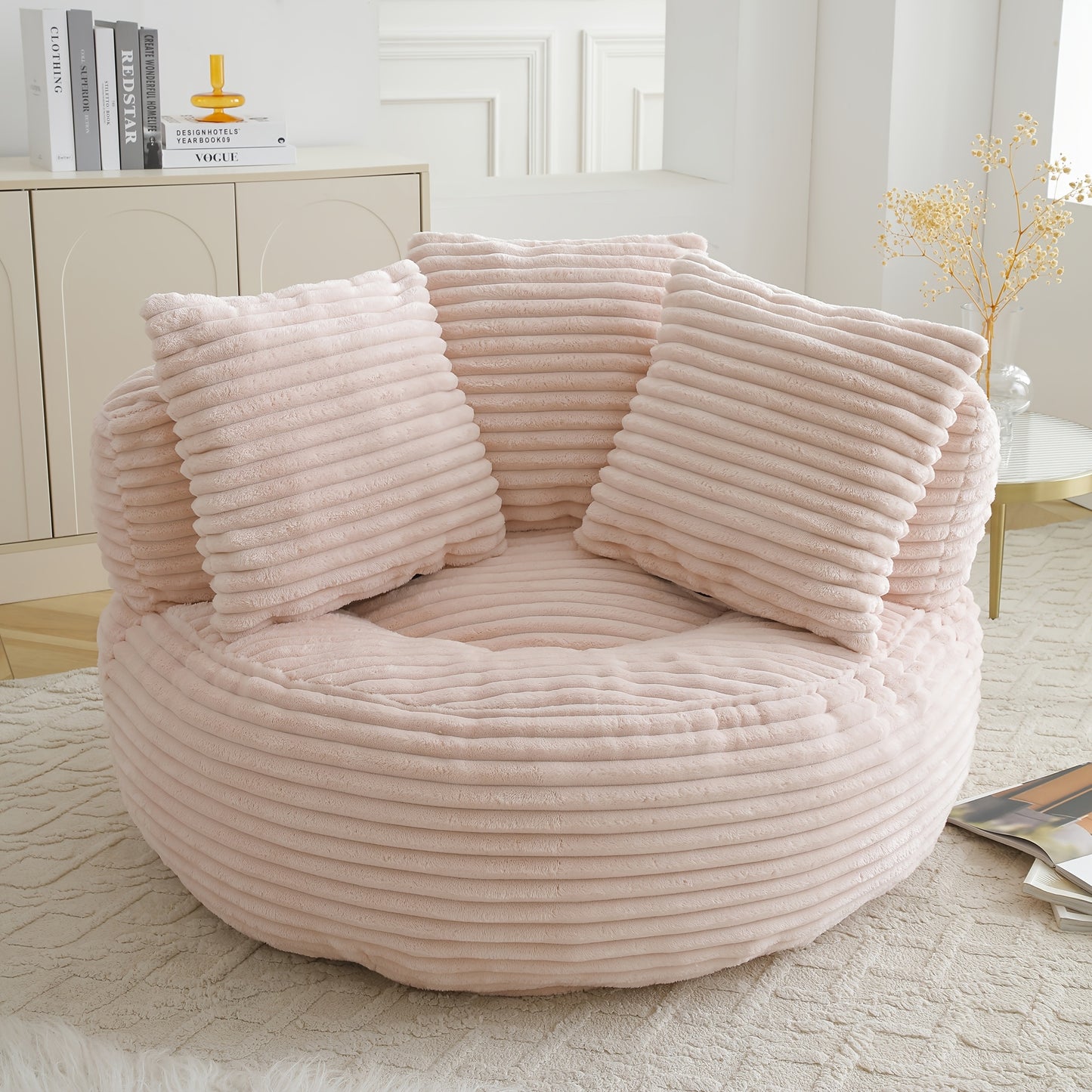 Lazy Sofa, Bean Bag Couch, Corduroy Fabric Large Chair With Filler, Stuffed Big Accent Sofa Lounge Floor Sofa For Gaming, Reading Living Room Bedroom Office