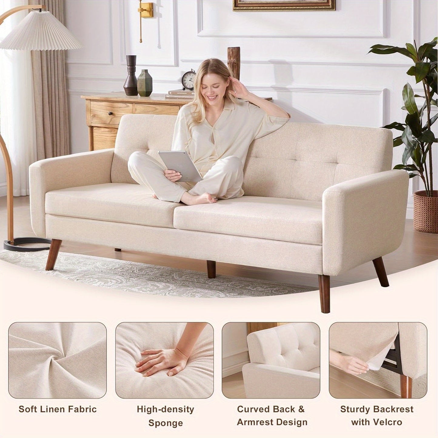 Modern Loveseat Sofa Mid Century Modern Loveseat Sofa, 77\
