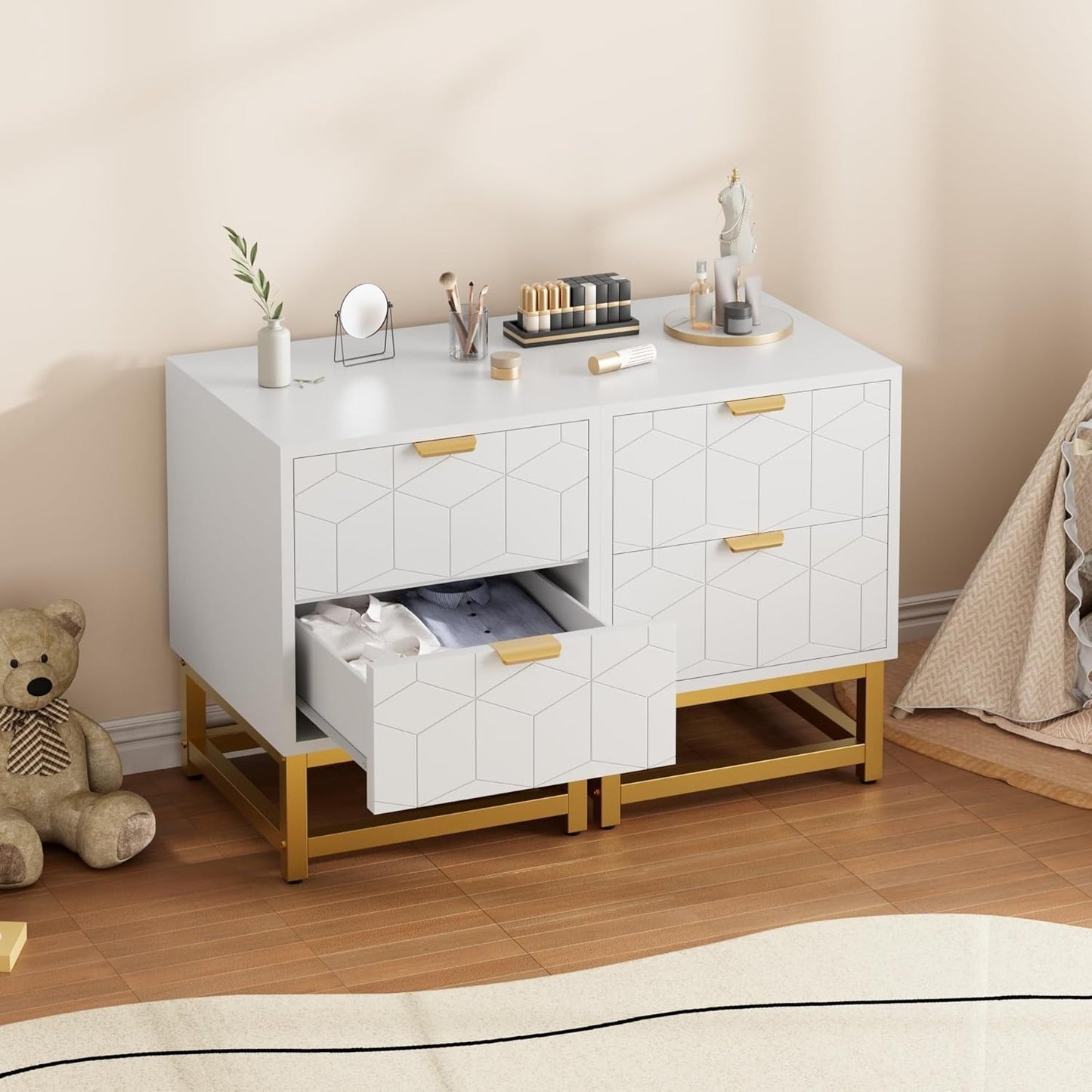 GAOMON Modern Dresser GAOMON Modern White 2-Drawer Dresser, Small Dressing Table, Bedroom Nightstand, Side Table for Living Room, Hallway, Entryway