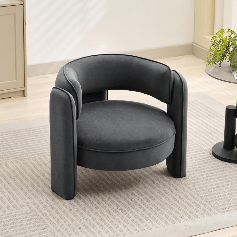 3 Soft Bag SF-Round 3-Legged Small Sofa - Classic Metal Frame, Gray Fabric Upholstery, Space-Saving Design for Apartments & Living Rooms, Easy Assembly (5+pcs), Apartment Seating | Contemporary Living | Padded Armrests, Sofa for Living Room