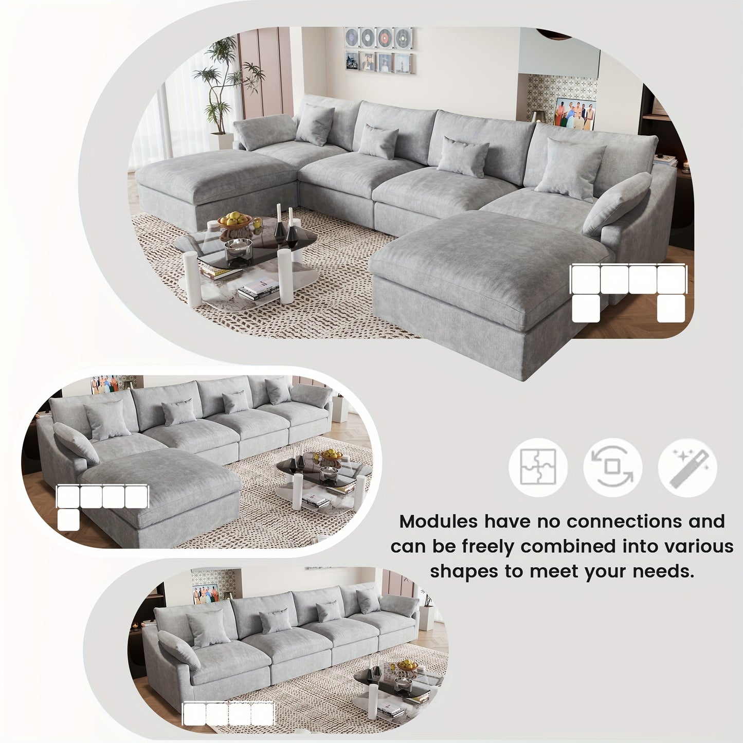Modern Minimalist Modular Sofa Modern Minimalist Modular Sofa - 82.68\