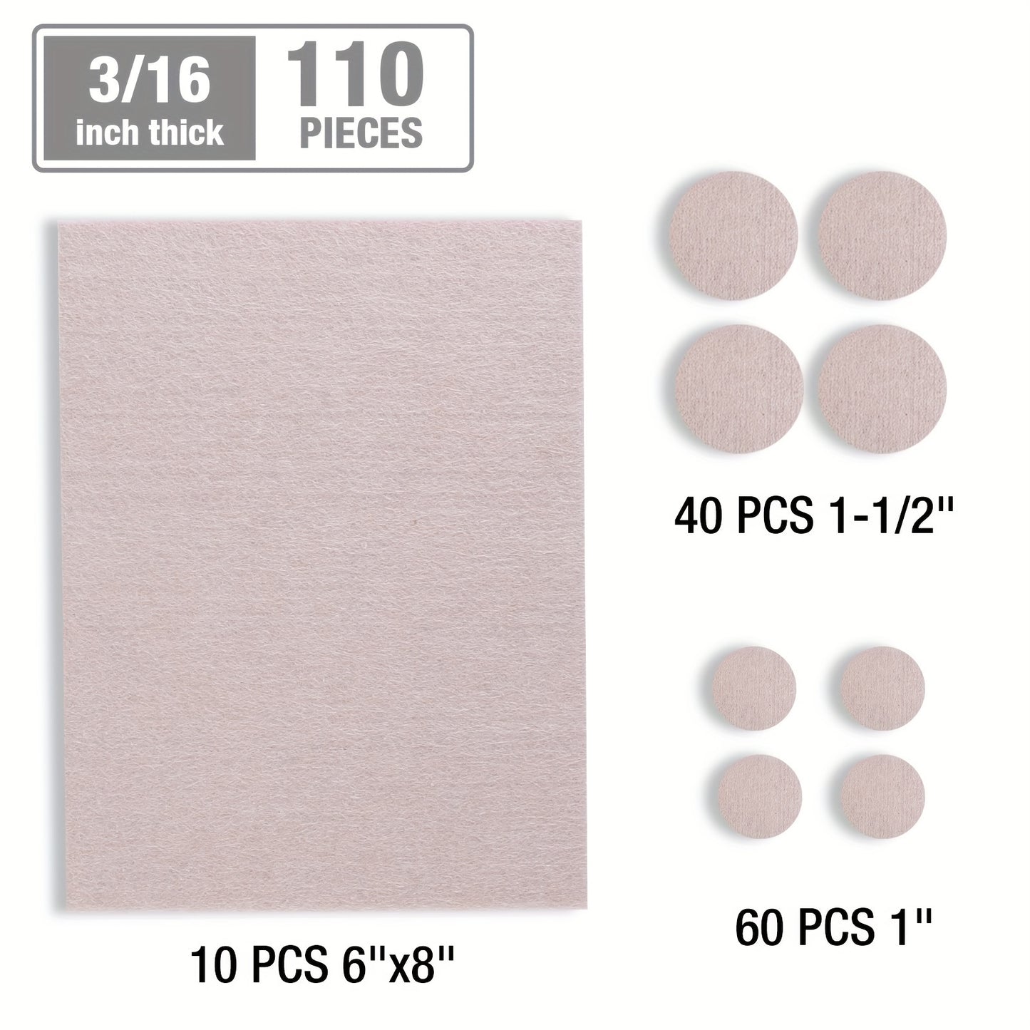HAUSHOF 110pcs Self-Adhesive Felt Furniture Pads with Storage Box - Anti-Scratch Hardwood Floor Protectors for Chair Legs and Furniture Feet, Includes 10pcs 8\