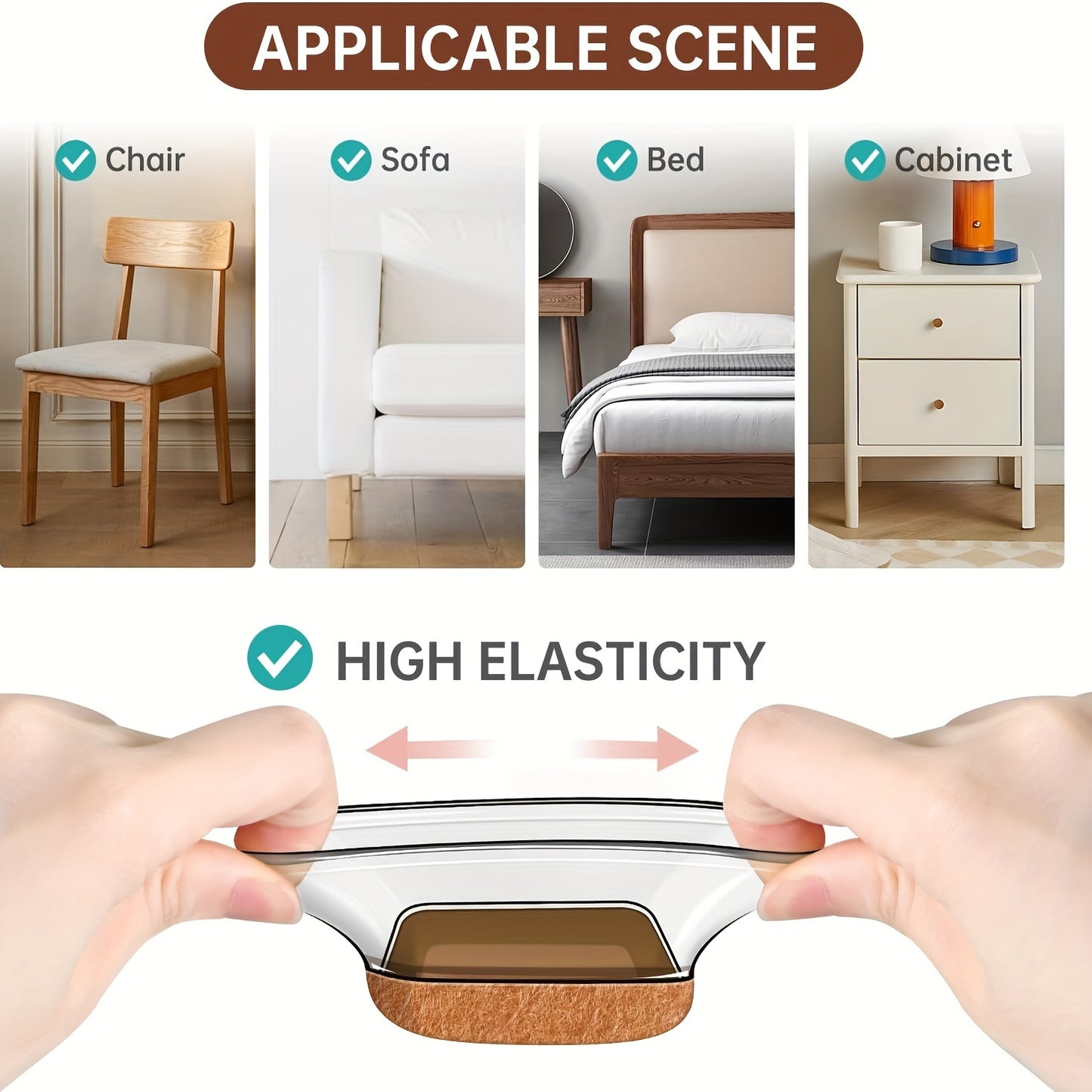 40pcs Square Chair Leg Floor Protectors with Wrapped Felt & Feet - Heavy-Duty Furniture Pads for Hardwood Floors, Scratch-Resistant Chair Leg Covers, Fit for Dining Chairs, Office Chairs, Home Use (No Batteries\u002FEasy Installation), Leg Chair Protector