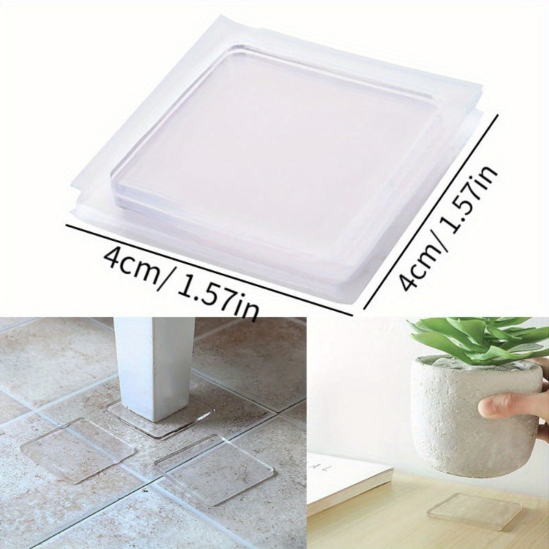 4pcs Heavy-Duty Furniture Pads - Non-Slip, Shock-Absorbing, Heat-Resistant up to 150°C\u002F302°F - Anti-Vibration Floor Protectors for Washing Machines, Sofas, Tables, Appliances - Clear Floor Pads for Hardwood, Tile, Carpet - Easy Installation, Furnitur