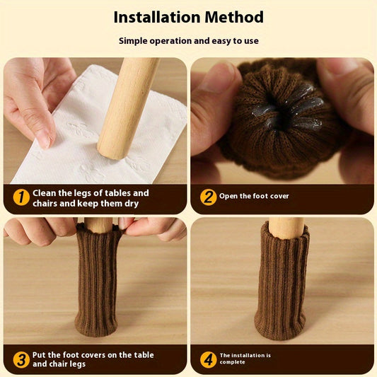 36pcs Fleece Cloth Chair Leg Socks - High Elastic Non Slip Floor Protectors, Knitted Furniture Pads, Fit Diameter, Furniture Caps Set for Table and Chair Legs