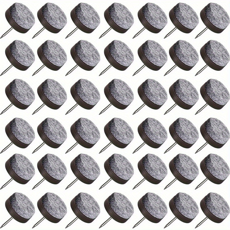 50pcs Felt Chair Leg Gliders with 20mm Metal Slide Nails - Non-Slip Floor Protectors for Wooden Chairs & Tables, Scratch-Proof Pads + Storage Box, Furniture Floor Protection for Hardwood, Tile, Carpet, Chair Leg Floor Protectors