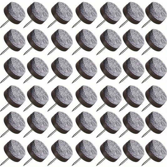 50pcs Felt Chair Leg Gliders with 20mm Metal Slide Nails - Non-Slip Floor Protectors for Wooden Chairs & Tables, Scratch-Proof Pads + Storage Box, Furniture Floor Protection for Hardwood, Tile, Carpet, Chair Leg Floor Protectors