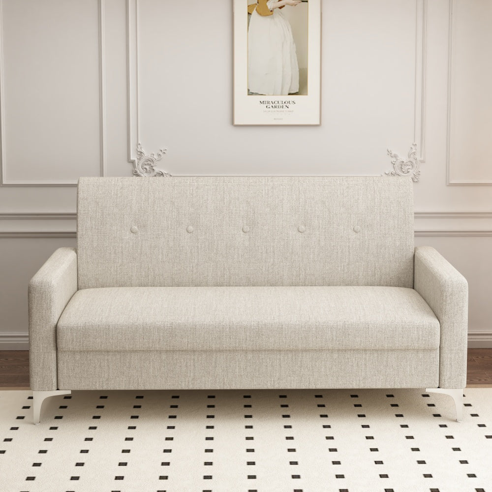 2 Seats Linen Fabric Upholstery With Storage Space Sofa\u002F Easy To Assemble, Multi-functional Storage Comfortable Loveseats Sofa for Living Room, Apartment, Home Office, Studio.