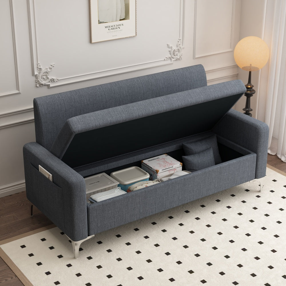 2 Seats Linen Fabric Upholstery With Storage Space Sofa\u002F Easy To Assemble, Multi-functional Storage Comfortable Loveseats Sofa for Living Room, Apartment, Home Office, Studio.