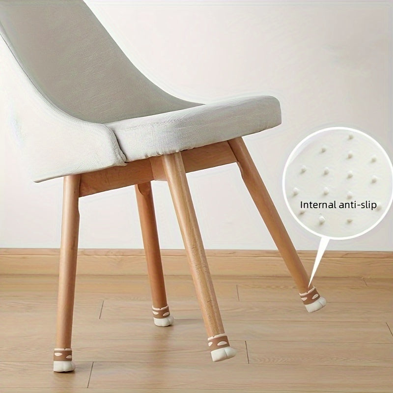 1pc Cute Cat Paw Chair Leg Protectors - Heavy-Duty Plastic & Metal Scratch-Resistant Furniture Pads with Non-Slip Grip, Beige & White Paw Print Design for Floor Protection, Compatible with Tables, Chairs, Sofas - Easy Installation (No Batteries\u002FElect