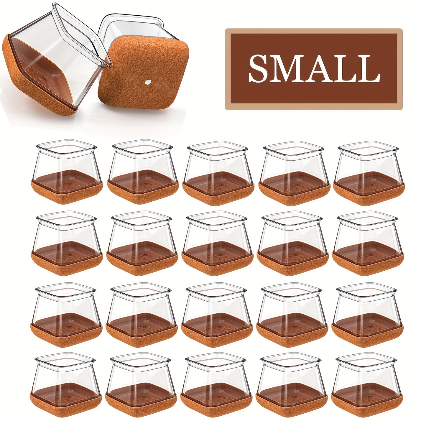 40pcs Square Chair Leg Floor Protectors with Wrapped Felt & Feet - Heavy-Duty Furniture Pads for Hardwood Floors, Scratch-Resistant Chair Leg Covers, Fit for Dining Chairs, Office Chairs, Home Use (No Batteries\u002FEasy Installation), Leg Chair Protector