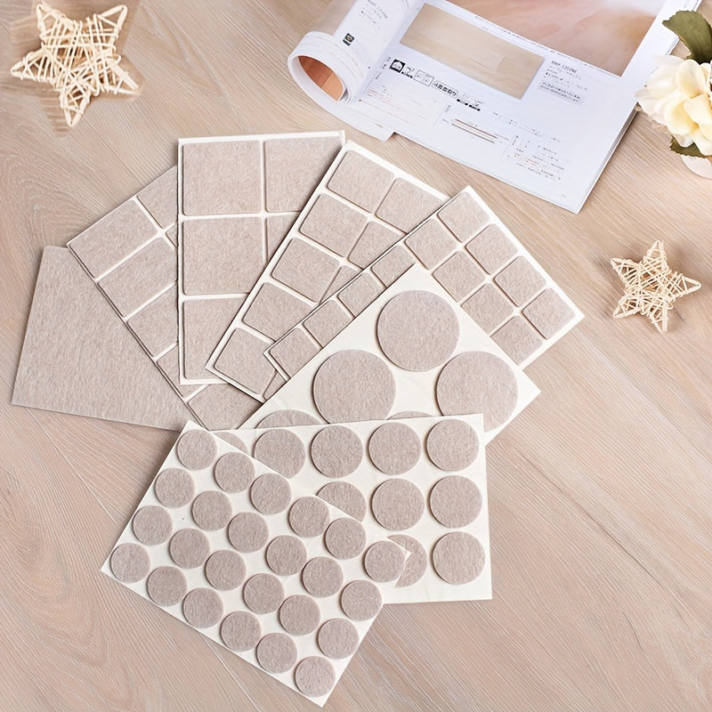 72pcs ZR Furniture Felt Pads Set, Neutral Beige, Various Sizes, Non-Slip, Metal Finish Protector, for Hardwood Floor Protection, Chair Leg Pads, Furniture And Floor