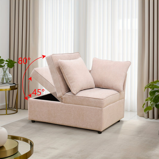 Storage Sofa, Sackcloth Living Room Adjustable Sofa, Wedge, Modern Sofa With Storage, Compact Futon For Small Spaces, Dorm, Guest Room