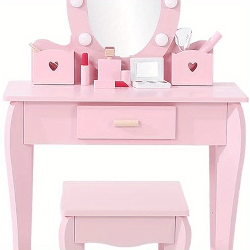 GAOMON Vanity Dressing Set - Play Table with Mirror and Storage Drawer, Pretend Play Activity Center, Contemporary Style, No Electricity Needed, Independent Use, 27\