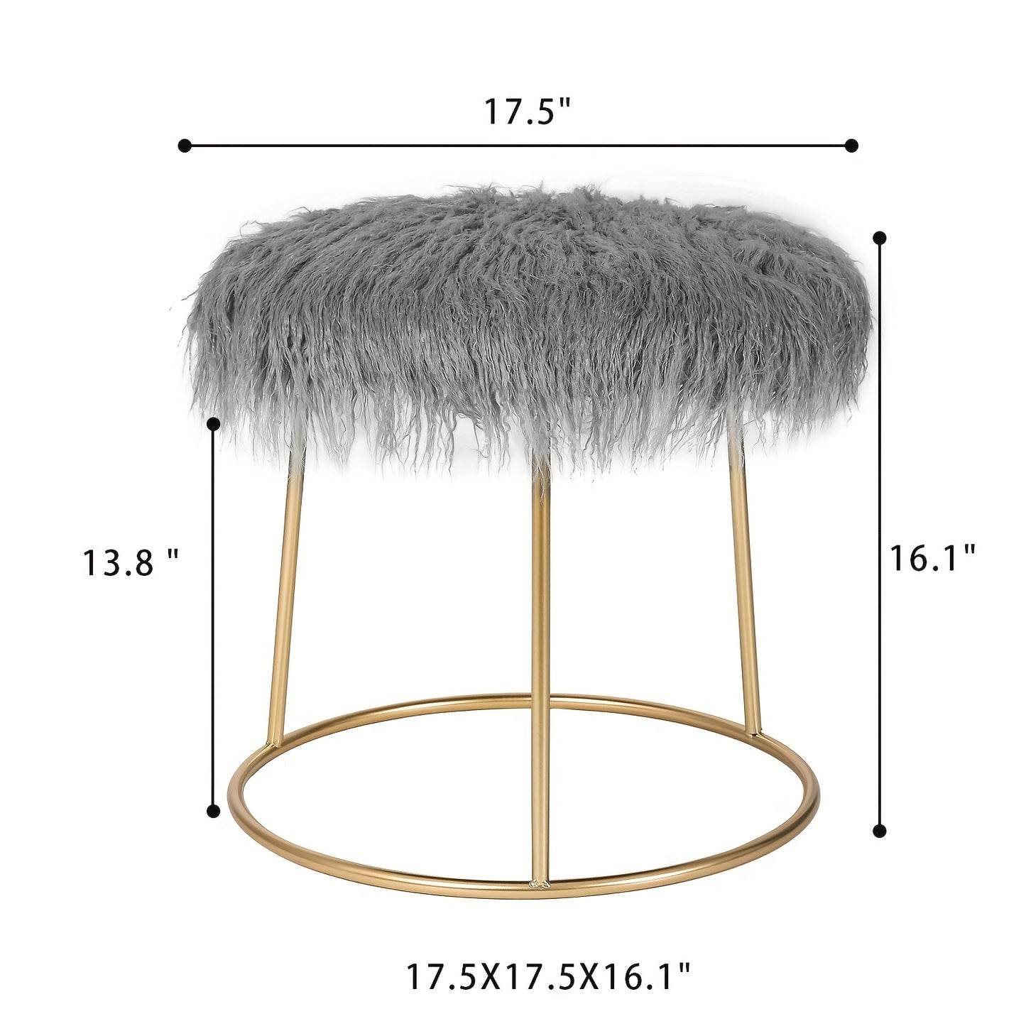 Artificial Fur Dressing Table, Chair And Stool With Soft And Fluffy Cushions, A Makeup Seat With Metal Legs And Soft Cushions For Decoration, Suitable For Bedrooms And Living Rooms