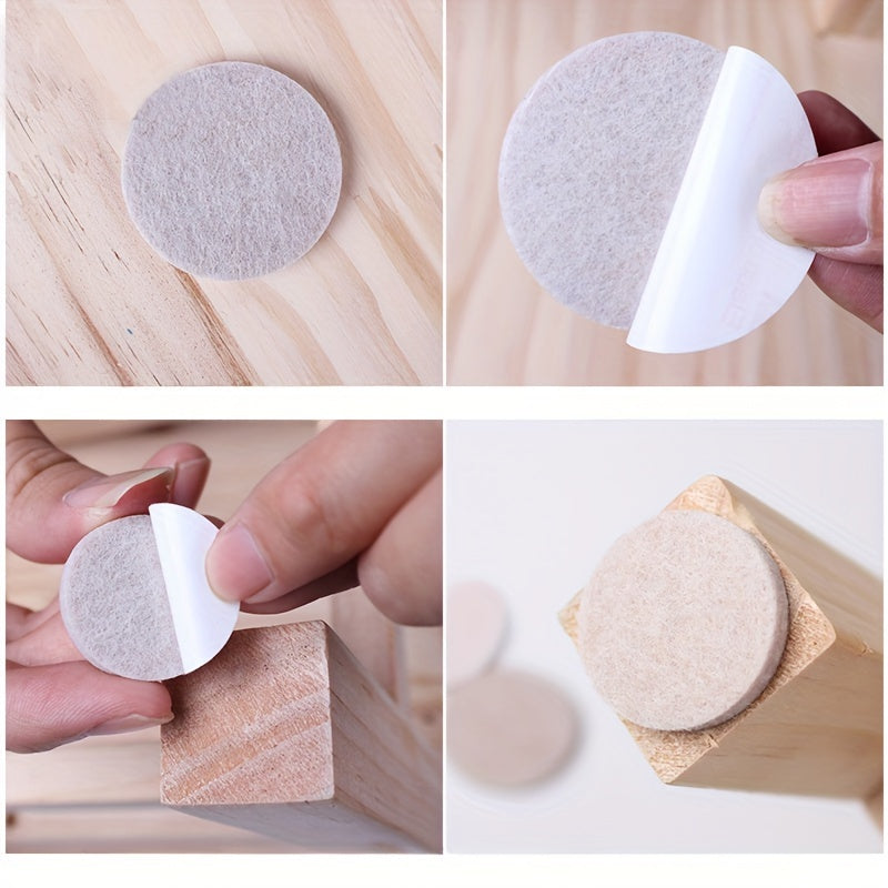 72pcs ZR Furniture Felt Pads Set, Neutral Beige, Various Sizes, Non-Slip, Metal Finish Protector, for Hardwood Floor Protection, Chair Leg Pads, Furniture And Floor