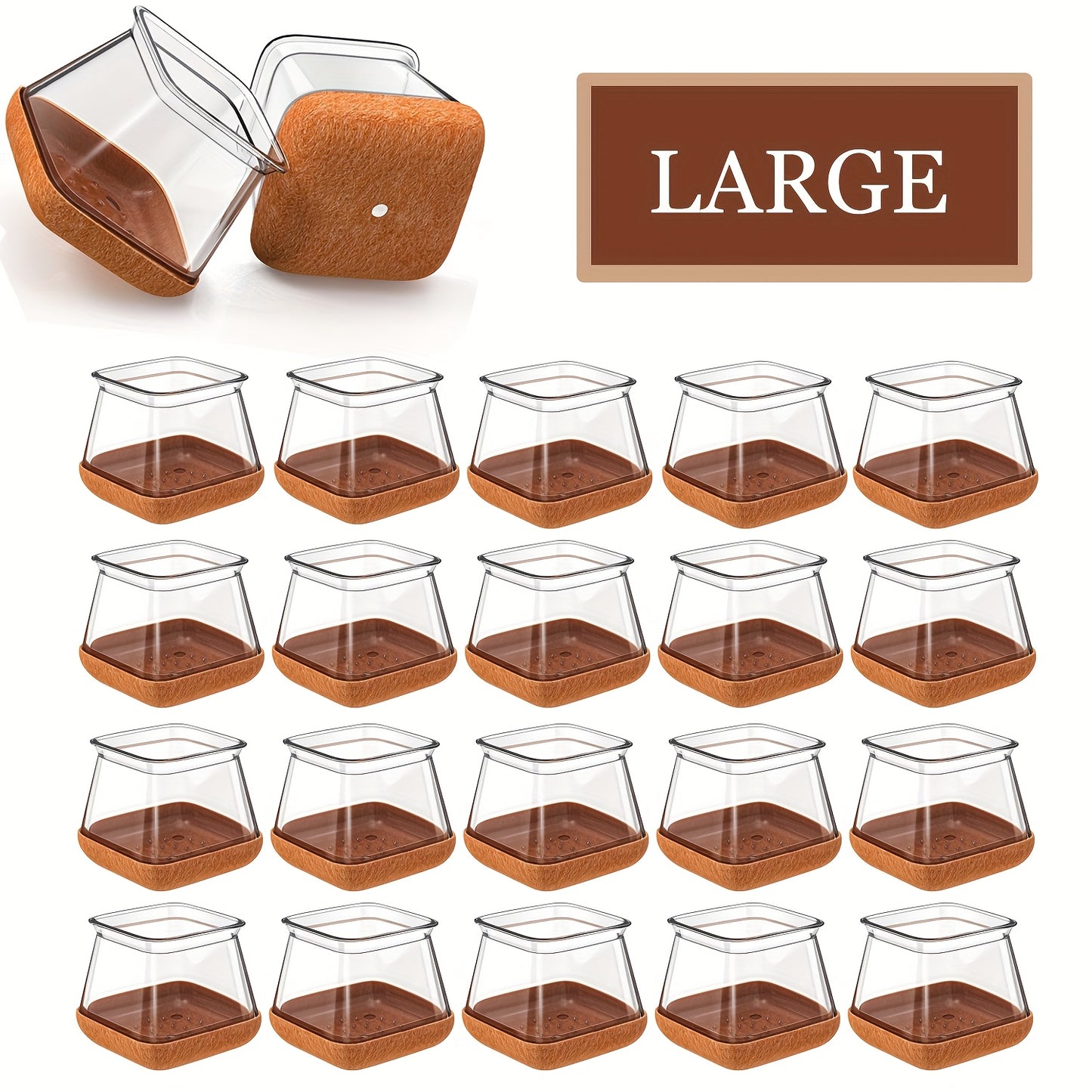 40pcs Square Chair Leg Floor Protectors with Wrapped Felt & Feet - Heavy-Duty Furniture Pads for Hardwood Floors, Scratch-Resistant Chair Leg Covers, Fit for Dining Chairs, Office Chairs, Home Use (No Batteries\u002FEasy Installation), Leg Chair Protector