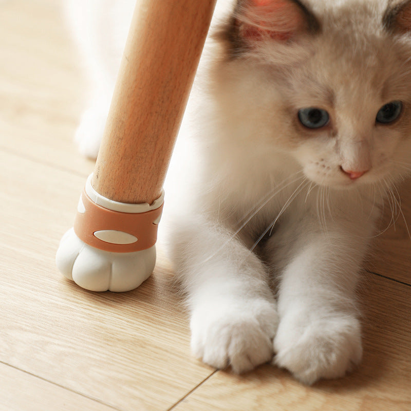 1pc Cute Cat Paw Chair Leg Protectors - Heavy-Duty Plastic & Metal Scratch-Resistant Furniture Pads with Non-Slip Grip, Beige & White Paw Print Design for Floor Protection, Compatible with Tables, Chairs, Sofas - Easy Installation (No Batteries\u002FElect