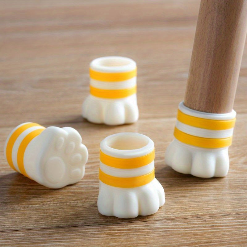 1pc Cute Cat Paw Chair Leg Protectors - Heavy-Duty Plastic & Metal Scratch-Resistant Furniture Pads with Non-Slip Grip, Beige & White Paw Print Design for Floor Protection, Compatible with Tables, Chairs, Sofas - Easy Installation (No Batteries\u002FElect