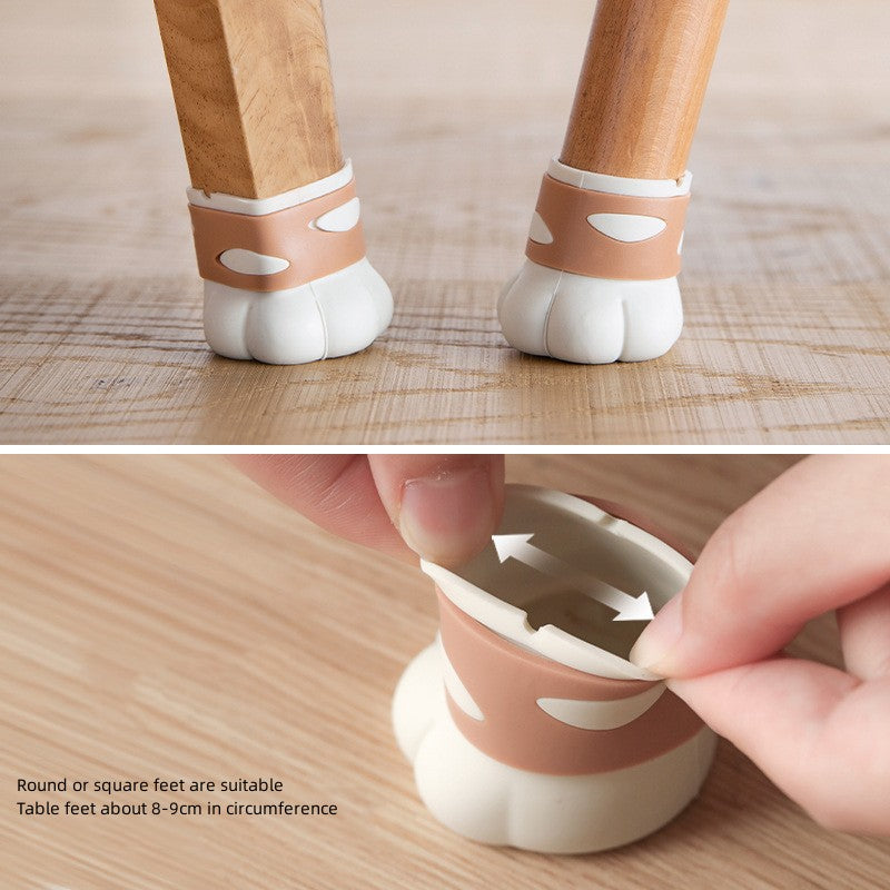 1pc Cute Cat Paw Chair Leg Protectors - Heavy-Duty Plastic & Metal Scratch-Resistant Furniture Pads with Non-Slip Grip, Beige & White Paw Print Design for Floor Protection, Compatible with Tables, Chairs, Sofas - Easy Installation (No Batteries\u002FElect