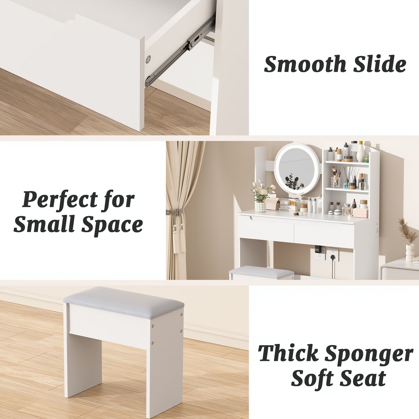 RIDFY Bedroom Dressing Table, Modern Minimalist Makeup Cabinet, Master Bedroom Makeup Mirror, Makeup Table