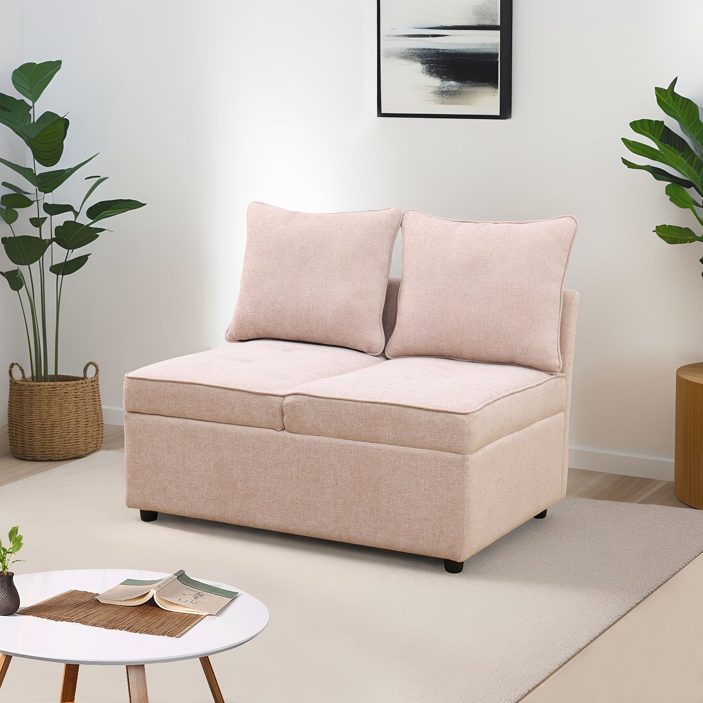 Storage Sofa, Sackcloth Living Room Adjustable Sofa, Wedge, Modern Sofa With Storage, Compact Futon For Small Spaces, Dorm, Guest Room